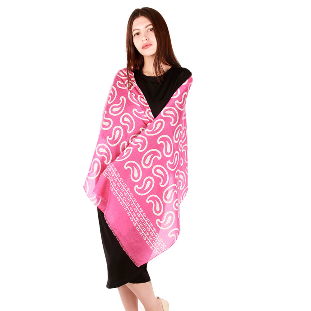 KITON MAGENTA / FUCHSIA, WHITE PALANKIN SCARF | WOMENS SIZE 175X60